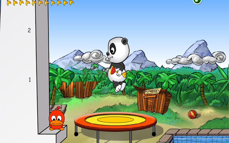 Panfu.de Flash-Games: Bolly Hop - Hüpfe mit dem Panda hoch hinaus.