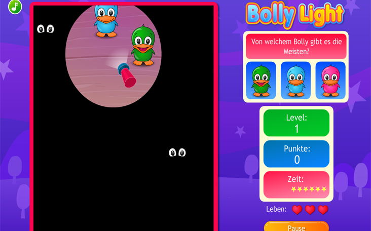 Konzentration und Merkfähigkeit gefragt: Bolly Light Spiel auf Panfu.de gratis spielen.