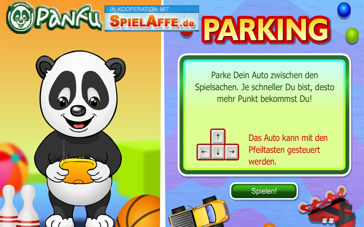 Gratis Spielspaß: Panda Parking - ein Parkspiel bzw. Einparkspiel.